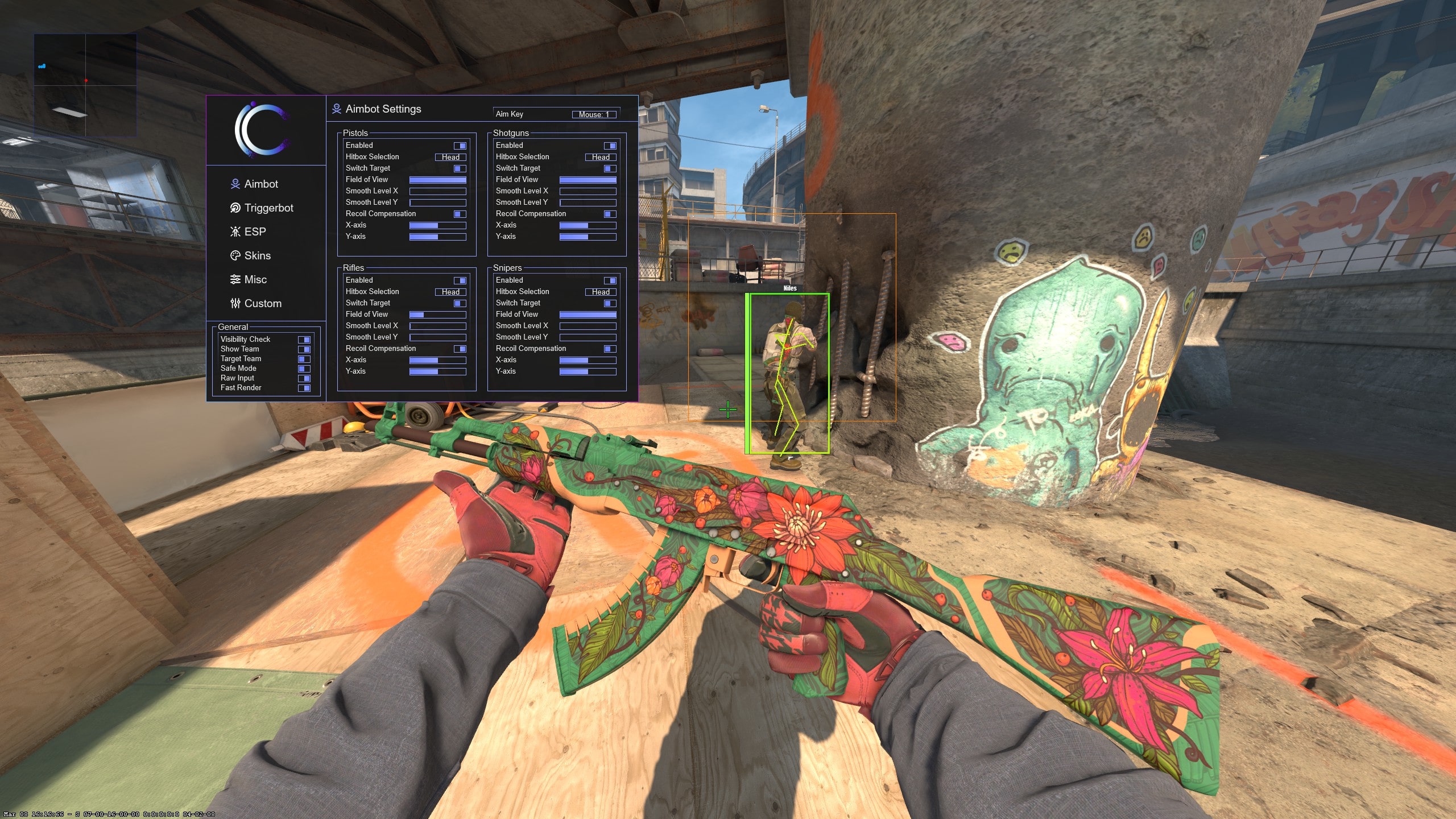 iCheat Pro CS2 aimbot configuration menu