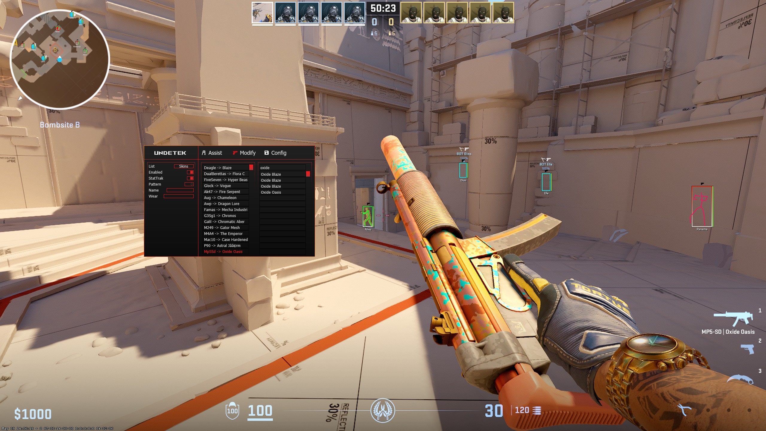Undetek+ CS2 skin changer settings
